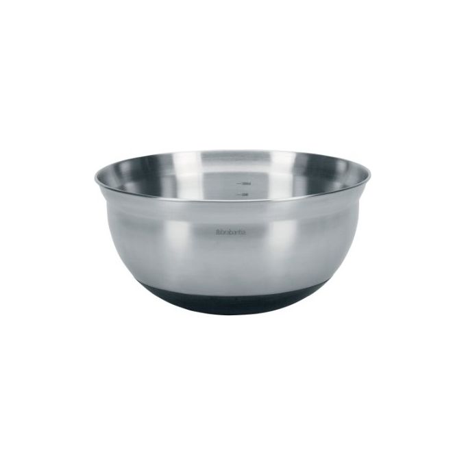 Brabantia 363863 Profile Ciotola da Cucina 3 l con Base Antiscivolo in Silicone Scala di Misurazione Interna Acciaio Inox Satinato colore Nero