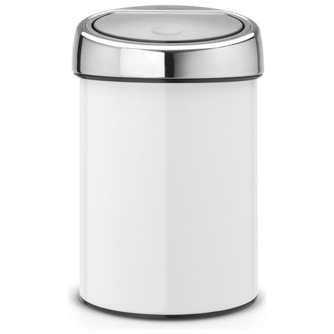 Brabantia 364488 Touch Bin Cestino Portarotoli 3 Litri Apertura Soft-touch e Montaggio a Parete colore Bianco