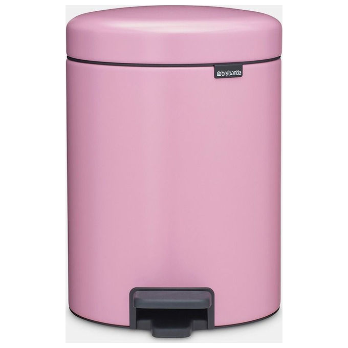 Brabantia NEWICON5L NewIcon Pattumiera a Pedale 5 litri Acciaio con Chiusura Silenziosa e Base Antiscivolo colore Rosa