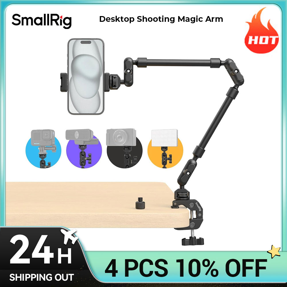 Braccio magico da tiro da tavolo SmallRig con kit morsetto a granchio, braccio magico regolabile per smartphone, webcam e action cam 4766