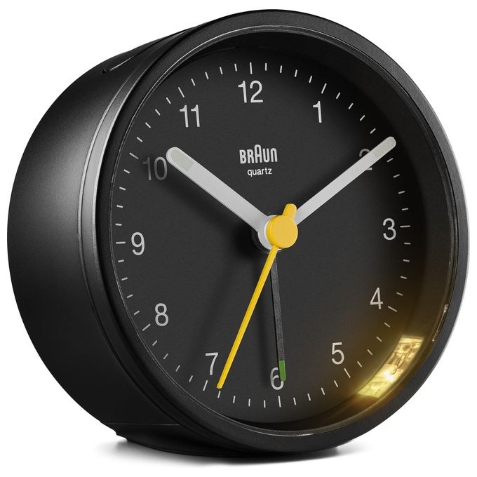 Braun 67047 BC12 Sveglia al quarzo Analogico Retroilluminazione Gialla Alimentazione Batteria AAA colore Nero