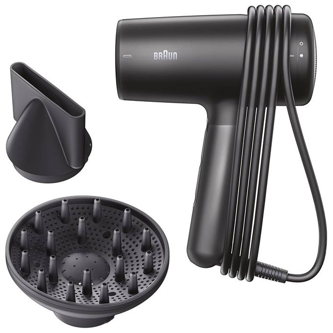 Braun asciugacapelli HD4.1 BRHD410E 2200 W funzione ionica 3 velocita' getto freddo concentratore nero