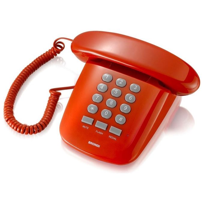 Brondi 10273083 Sole Telefono Fisso con Filo Design Retro' Volume Suoneria Selezionabile Indicatore Linea Impegnata Tasto Mute colore Rosso Ferrari