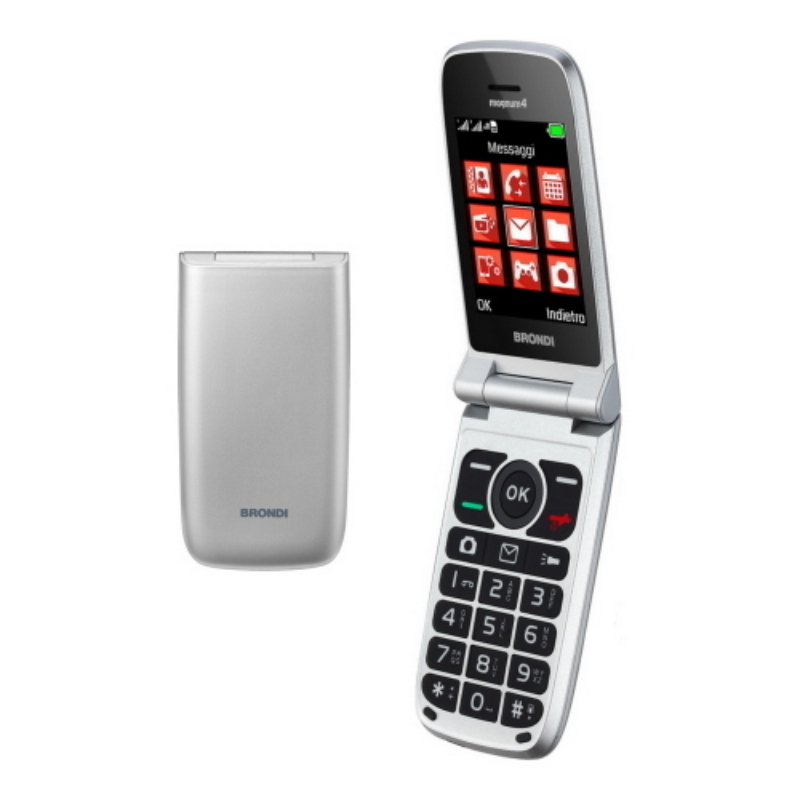 Brondi magnum 4 dual sim 2.8 clamshell fotocamera bluetooth radio fm italia argento