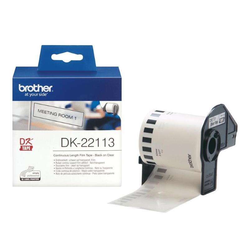 Brother dk-22113 nastro per etichettatrice nero trasparente