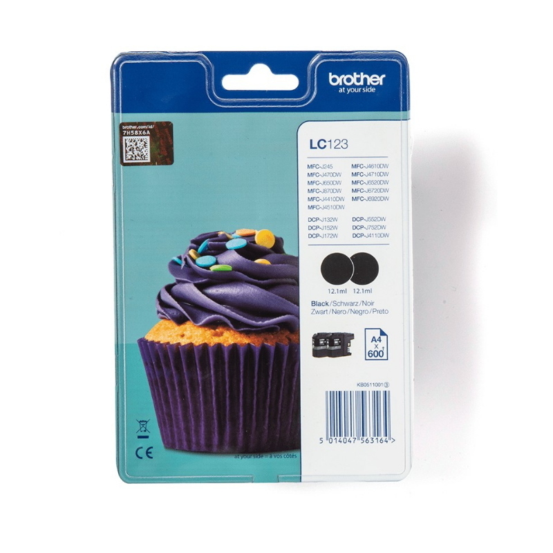 Brother lc-123bkbp2 cartuccia d`inchiostro 2 pz originale nero Brother lc-123bkbp2 cartuccia d`inchiostro 2 pz originale nero