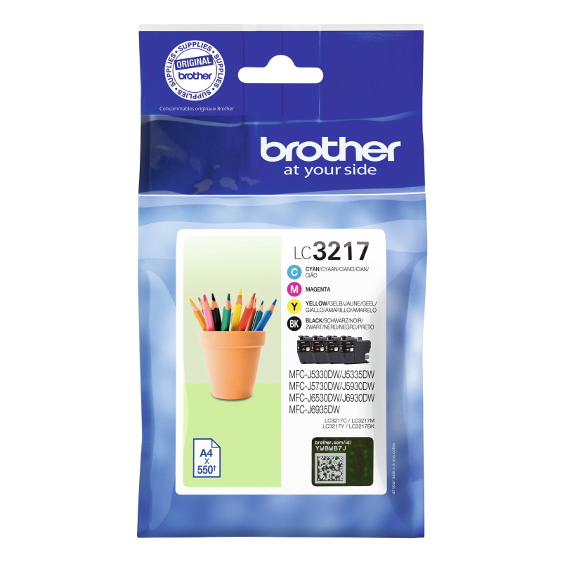 Brother lc-3217val cartuccia d`inchiostro 4 pz originale nero, ciano, magenta, giallo