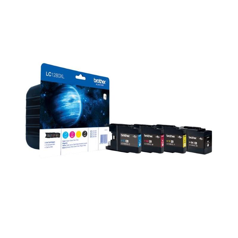 Brother lc1280xlvalbp cartuccia d`inchiostro 4 pz originale nero, ciano, magenta, giallo