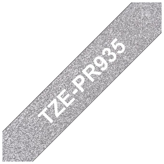 Brother TZe-PR935 Nastro per Etichettatrice Bianco su Argento Glitter 12mm Brother TZe-PR935 Nastro per Etichettatrice Bianco su Argento Glitter 12mm