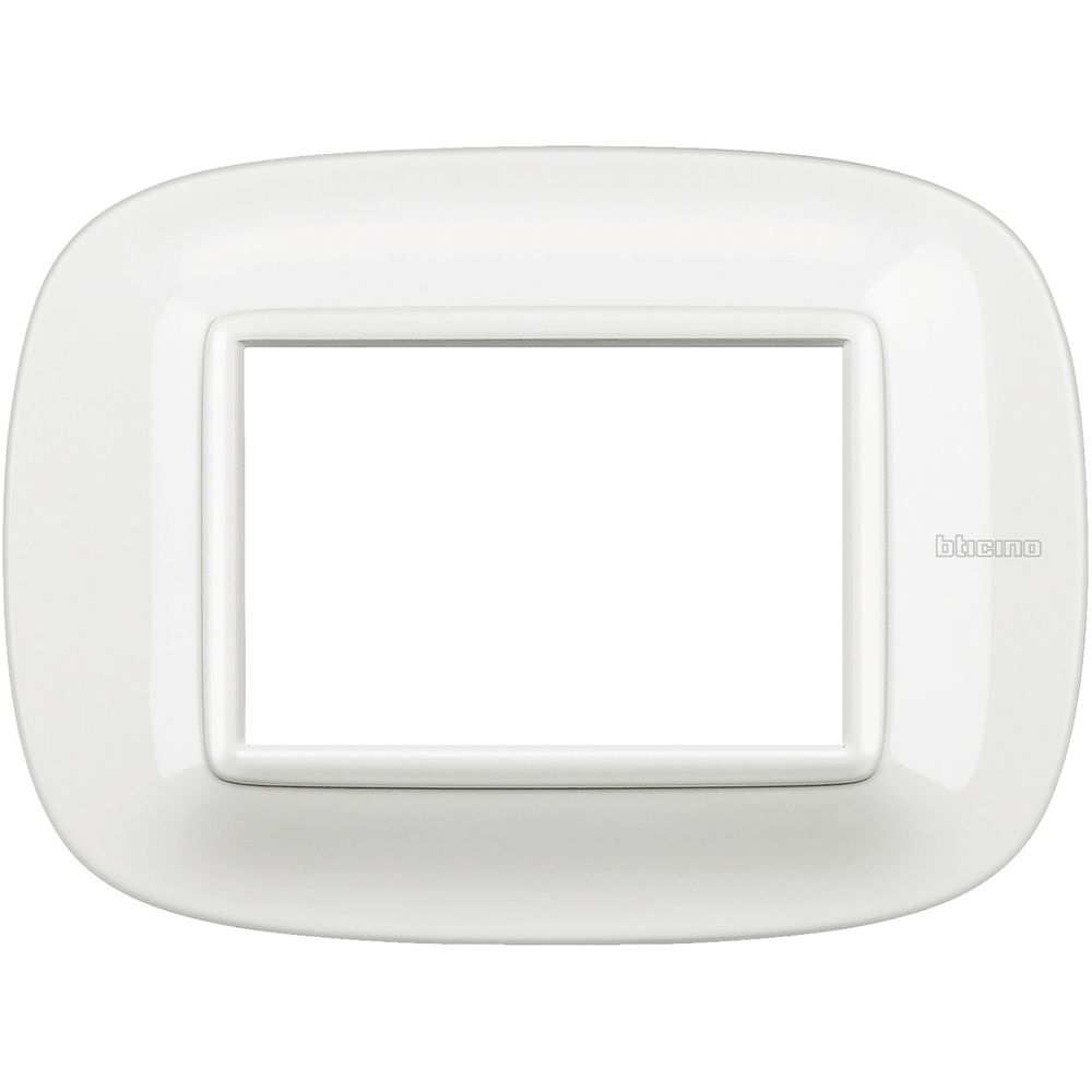 Bticino Axolute - Placca Ellittica 3 Moduli 3p Bianco Axolute In Metallo