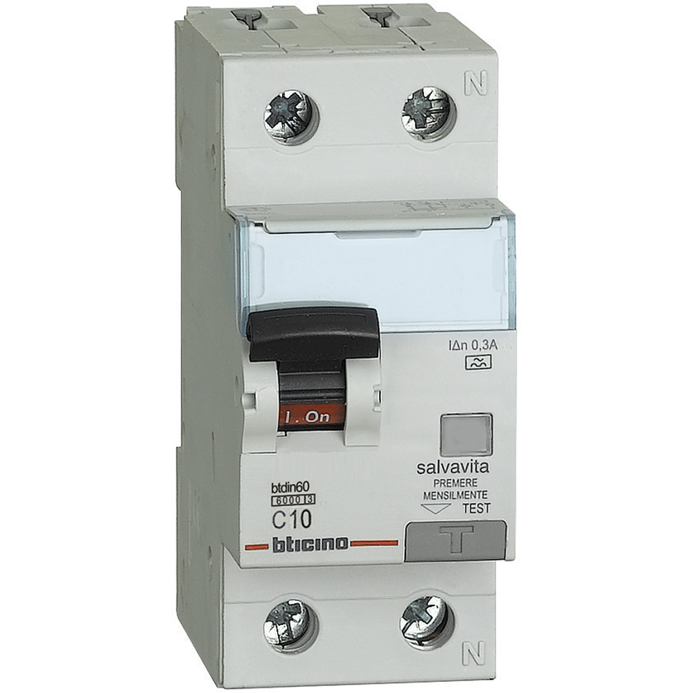 Bticino Gn8814a10 Interruttore Magnetotermico Differenziale Btdin60 1p+n Tipo A 10a