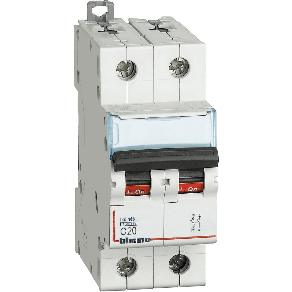 Bticino Interruttore Magnetotermico C20 1p+n 2 Moduli - 4500a Fa81nc20