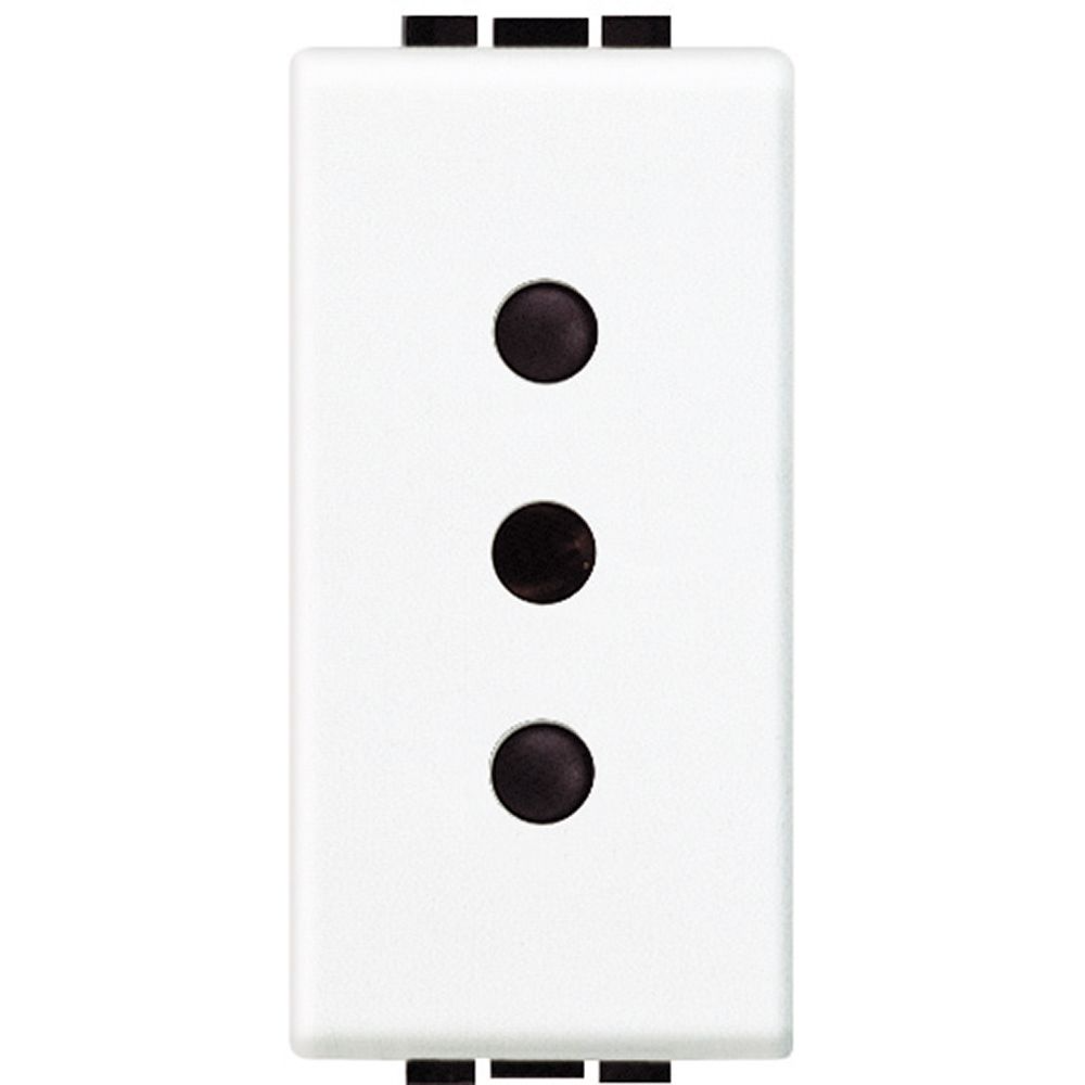 Bticino N4113 - Presa 2p+t 10a 250 Vac - Interasse 19mm - Alveoli Schermati - Bianco - Livinglight Bticino N4113 - Presa 2p+t 10a 250 Vac - Interasse 19mm - Alveoli Schermati - Bianco - Livinglight