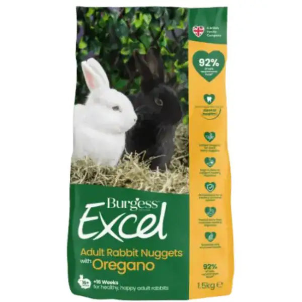 Burgess Excel Coniglio Adult Origano 1,5 kg - Mangime per conigli - 1° ORDINE? scegli tra BZR5 - BZR20 + 200 pt fedeltà