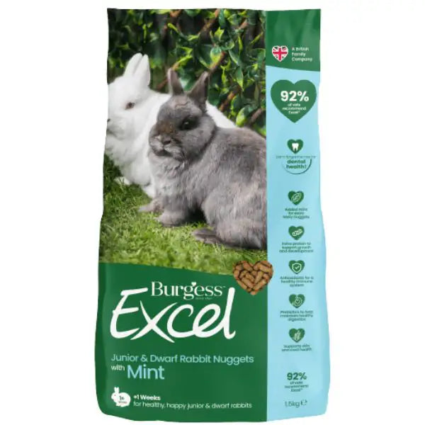 Burgess Excel Coniglio Junior 1,5 kg - Mangime per conigli - 1° ORDINE? scegli tra BZR5 - BZR20 + 200 pt fedeltà