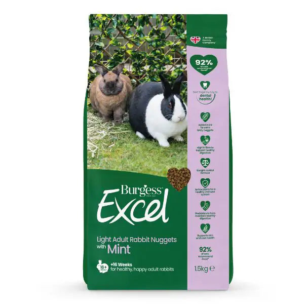 Burgess Excel Coniglio Light 1,5 kg - Mangime per conigli - 1° ORDINE? scegli tra BZR5 - BZR20 + 200 pt fedeltà
