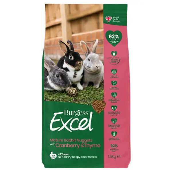 Burgess Excel Coniglio Mature 1,5 kg - Mangime per conigli - 1° ORDINE? scegli tra BZR5 - BZR20 + 200 pt fedeltà