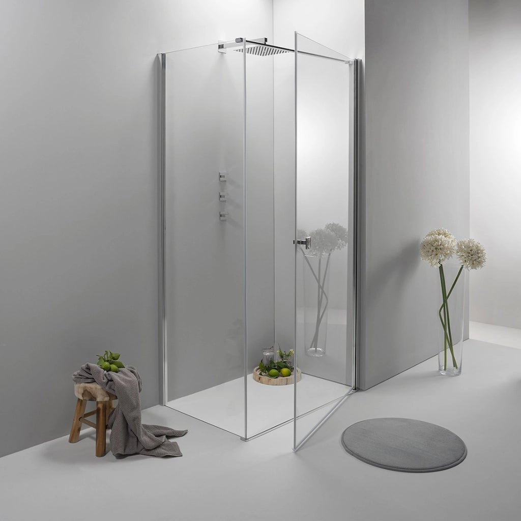 Cabina Box Doccia 70x80 Cm Porta Battente con Lato Fisso Trasparente