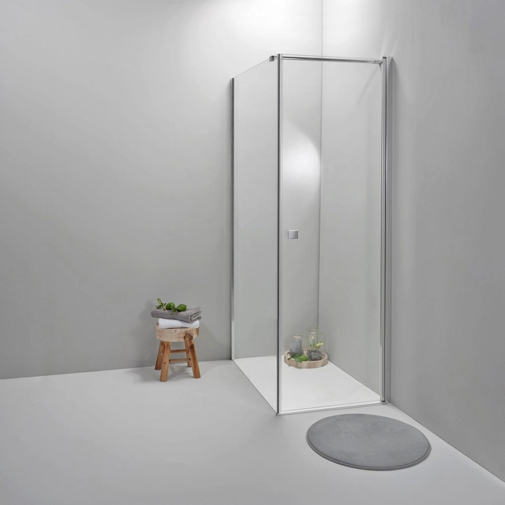 Cabina Box Doccia 90x80 Cm Porta Battente con Lato Fisso Trasparente