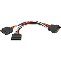 Cable Power SATA 15pin > 2x SATA HDD – straight 0,15 m, Adattatore