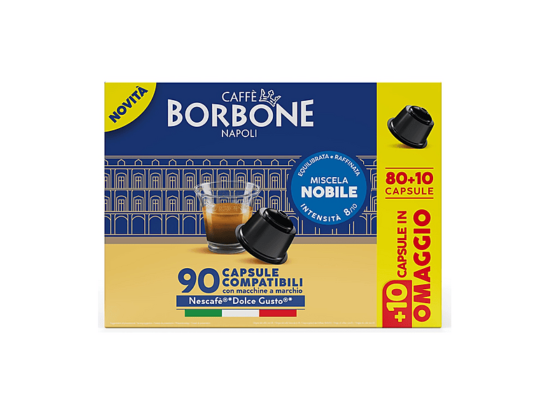 CAFFE' BORBONE Capsule Compatibili Dolce Gusto - Miscela Nobile 80+10 caps
