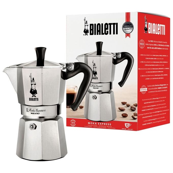 Caffettiera Alluminio 12 Tazze MOKA EXPRESS Restyling Cromo satinato 0001166 X2