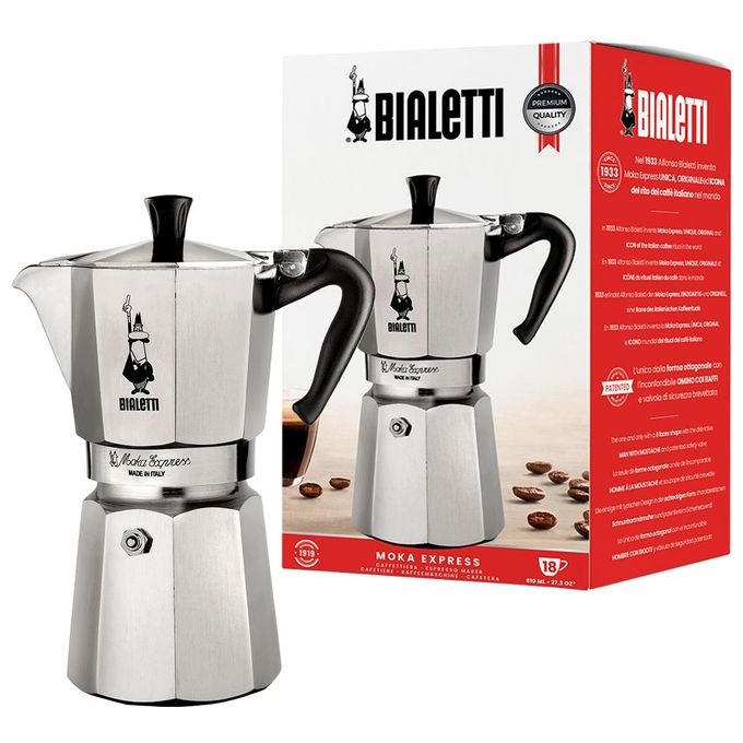 Caffettiera Alluminio 18 Tazze MOKA EXPRESS Restyling Cromo satinato 0001167 X2