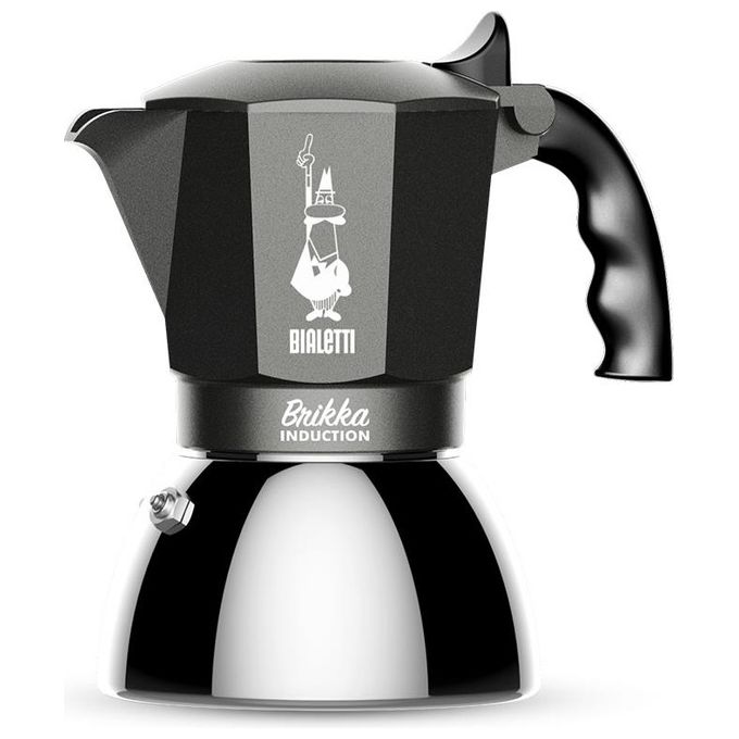 Caffettiera Alluminio 4 Tazze BRIKKA INDUCTION Grigio e Cromo lucido 0007317