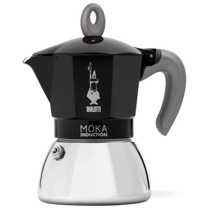 Caffettiera Alluminio 6 Tazze MOKA INDUCTION Cromo e Nero 006936