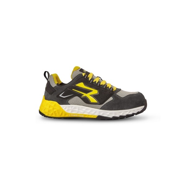 Calzature antistatiche leggere U-Power Stark ESD - Taglia 39 - Microfibra effetto nabuk puntale AirToe in alluminio fodera in tessuto antiperforazione suola antiscivolo soletta antifatica WOW2 protezione ESD S3S FO SR - Nero/Giallo