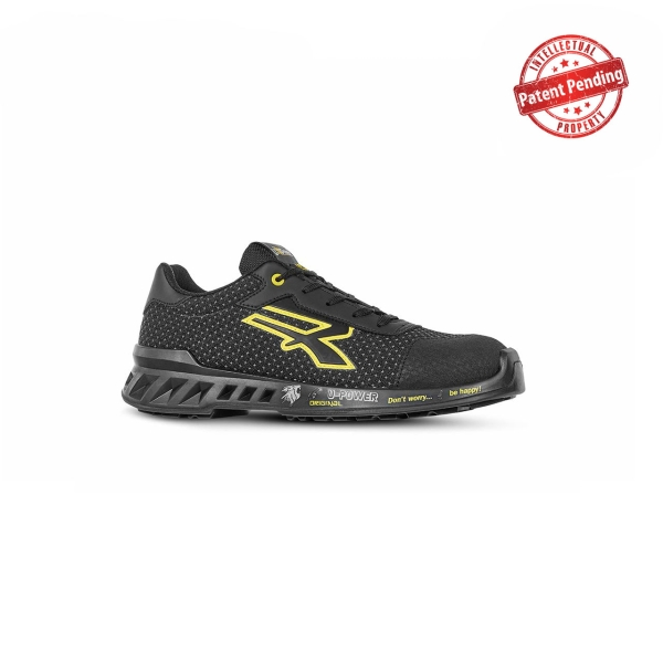 Calzature da lavoro e di sicurezza Upower Matt S ESD - Taglia 47 - Puntale in alluminio AirToe suola antiscivolo e antiabrasione soletta antiperforazione protezione dal freddo - Nero/Giallo