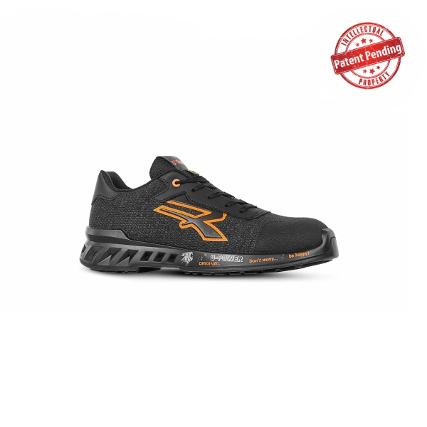 Calzature di sicurezza super leggere Upower Bruce S ESD - Taglia 42 - Nylon traspirante protezione dall'abrasione suola antiscivolo antiforatura puntale in alluminio AirToe classe S1PS FO SR - Grigio/Arancione