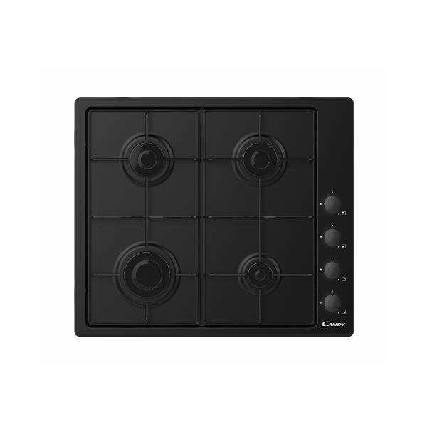 CANDY CHW6LBB PIANO COTTURA GAS, 4 zone di cottura, dimensioni: L 59,5 cm, P 51 piano in Acciaio, Nero