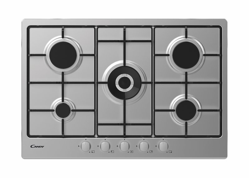 CANDY CHW74WX PIANO COTTURA GAS, 5 zone di cottura, dimensioni: L 74,5 cm, P 51 piano in Acciaio inossidabile, Inox