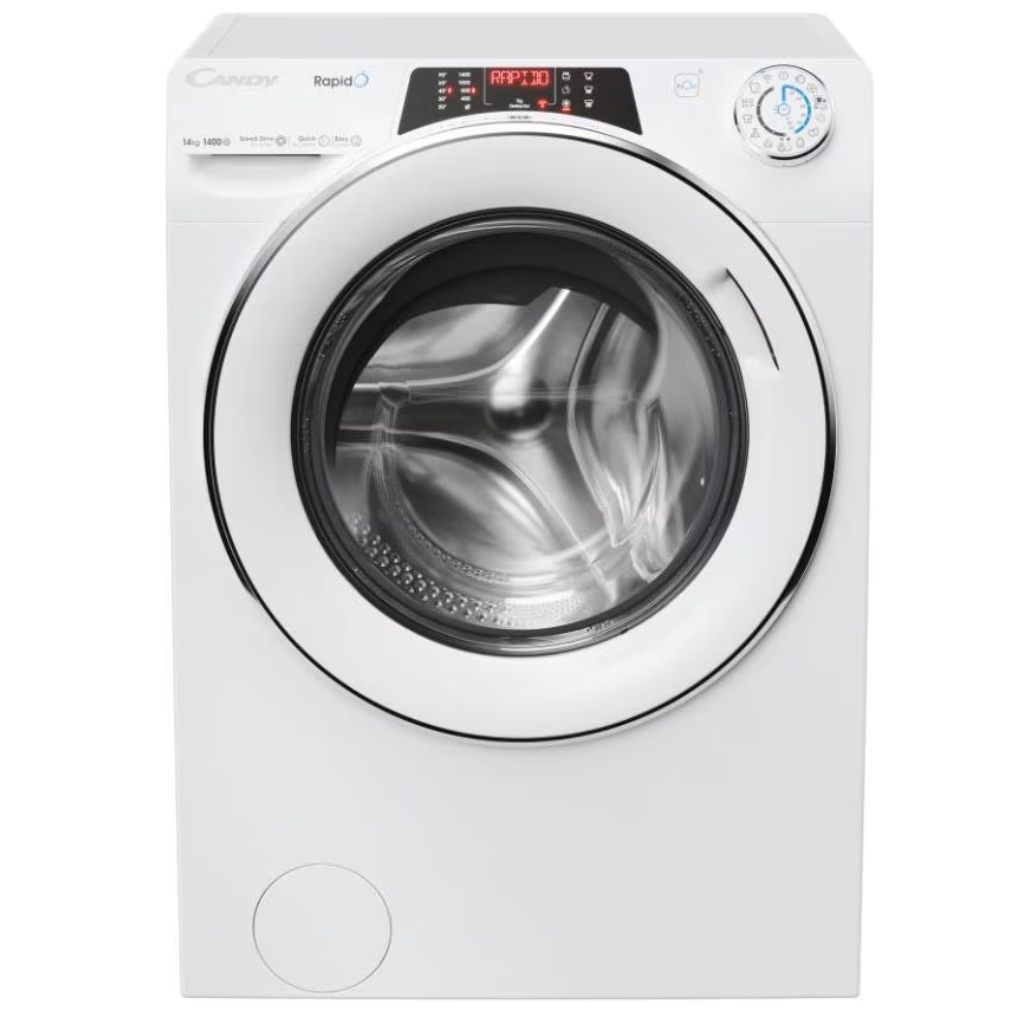 Candy RapidÓ , Lavatrice Carica Frontale 14 KG, Classe A, 1400 giri, Bianco, Inverter, Vapore, Wi-Fi, 9 Cicli Rapidi, RO14146DWMCT/1-S