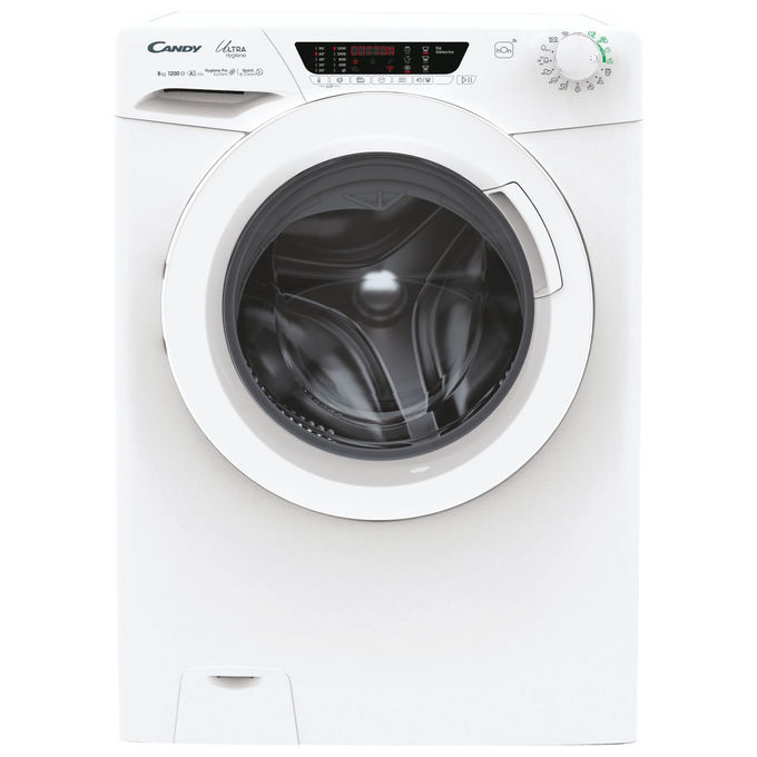 Candy Ultra Hygiene Ultra, Lavatrice Carica Frontale 8 Kg, 10% Più Efficente Della Classe A, 1200 Giri, Bianco, Inverter, Wi-fi, Ciclo Igiene, He 1284twm6/1-s