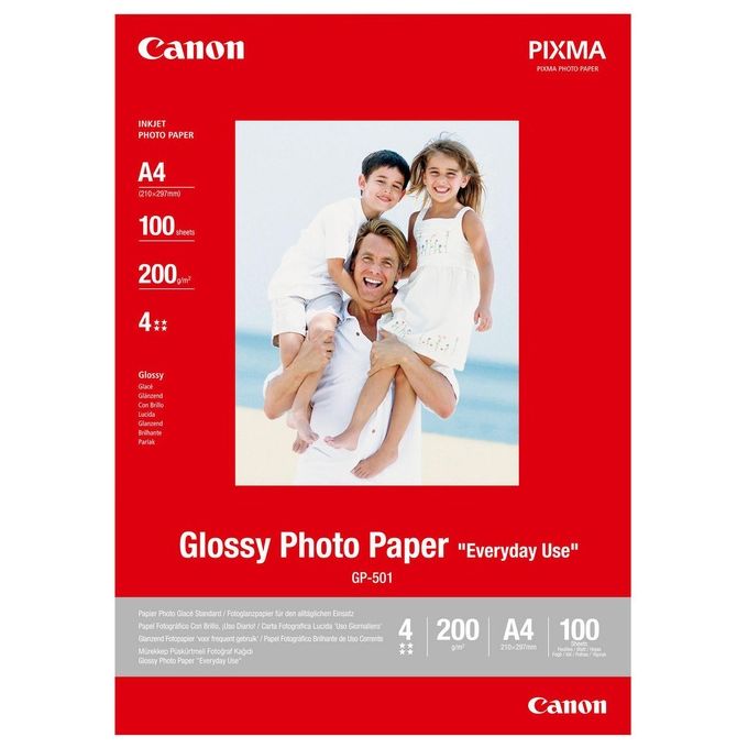 Canon 0775B001 GP-501 Carta Fotografica Lucida A4 100 fogli 200 g-m² Inkjet colore Bianco