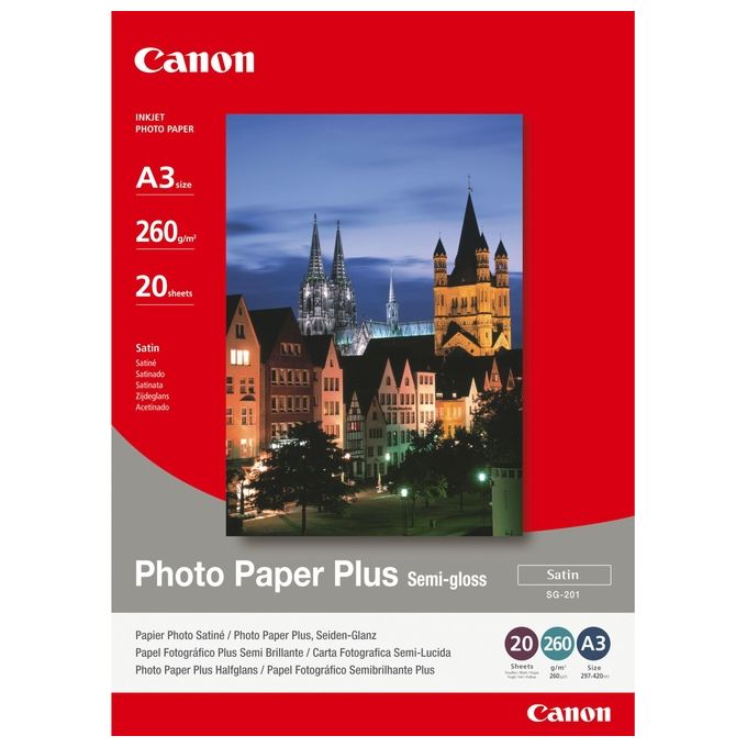 Canon 1686B026 Carta fotografica Plus Semi-gloss SG-201 A3 260 g-m² 20 fogli colore Bianco