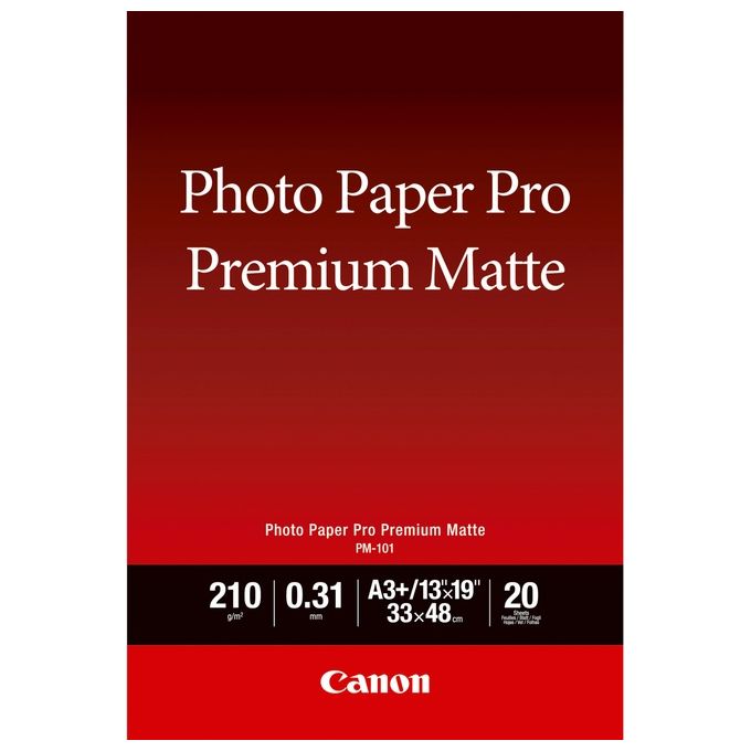 Canon 2028050 PM-101 Carta Fotografica Pro Premium Opaca A3+ 20 Fogli 210 g-m² colore Bianco Canon 2028050 PM-101 Carta Fotografica Pro Premium Opaca A3+ 20 Fogli 210 g-m² colore Bianco