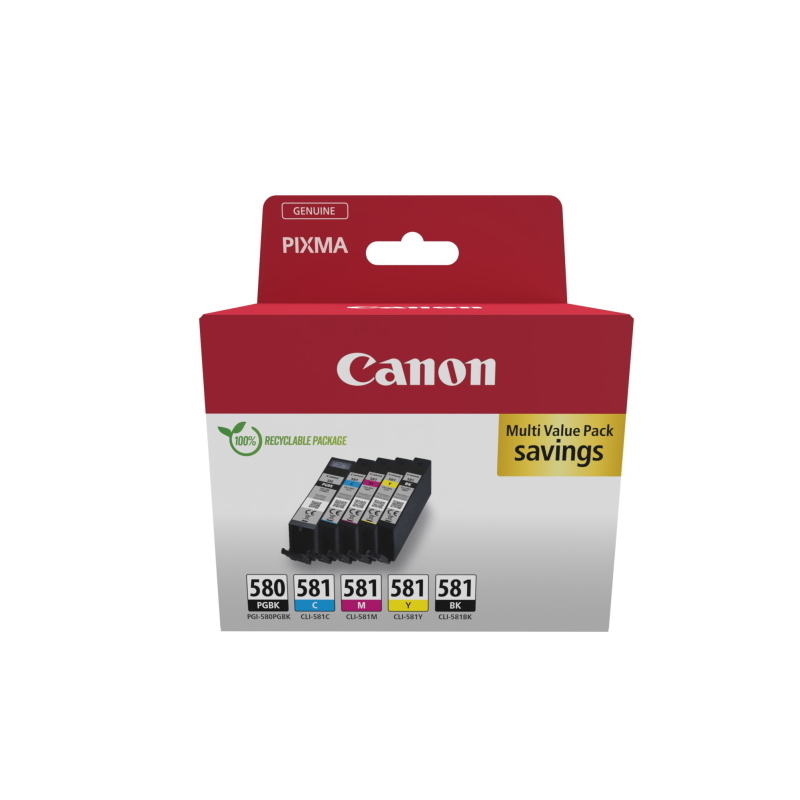 Canon 2078c008 cartuccia d`inchiostro 5 pz originale nero, ciano, magenta, giallo