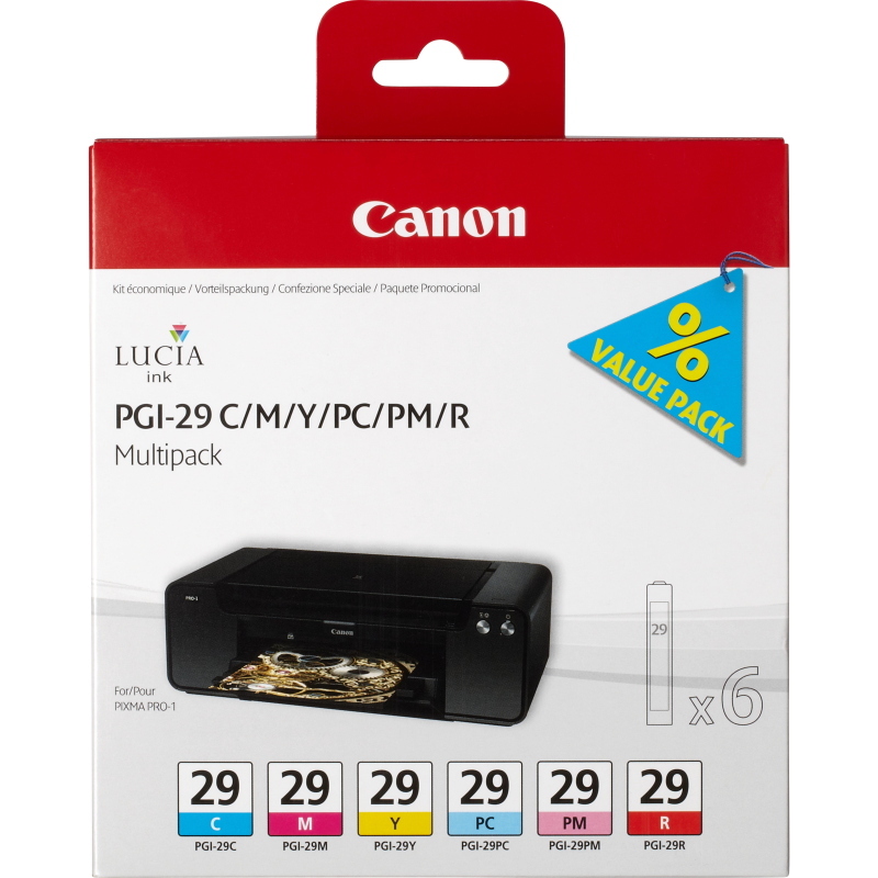 Canon 6 cartucce d`inchiostro multipack pgi-29 c/m/y/pc/pm/r Canon 6 cartucce d`inchiostro multipack pgi-29 c/m/y/pc/pm/r