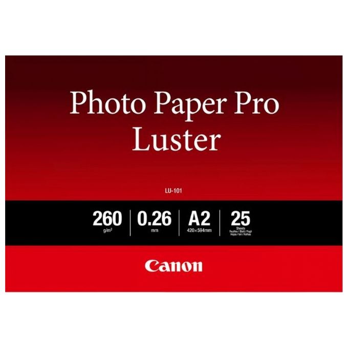 Canon 6211B026 Carta Fotografica Pro Luster LU-101 A2 260 g-m² 25 Fogli colore Bianco