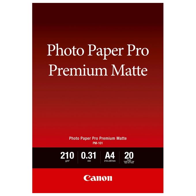 Canon 8657B005 PM-101 Carta Fotografica Premium Matte A4 210 g-m² 20 fogli colore Bianco