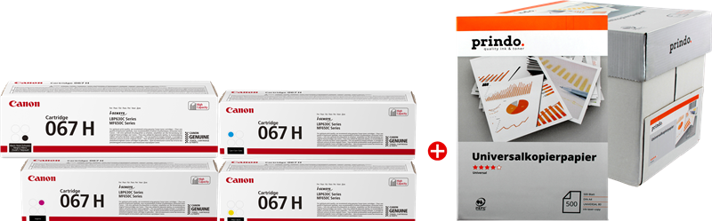 Canon Value Pack nero / ciano / magenta / giallo 067h MCVP + Prindo Universal Papier 2500 fogli