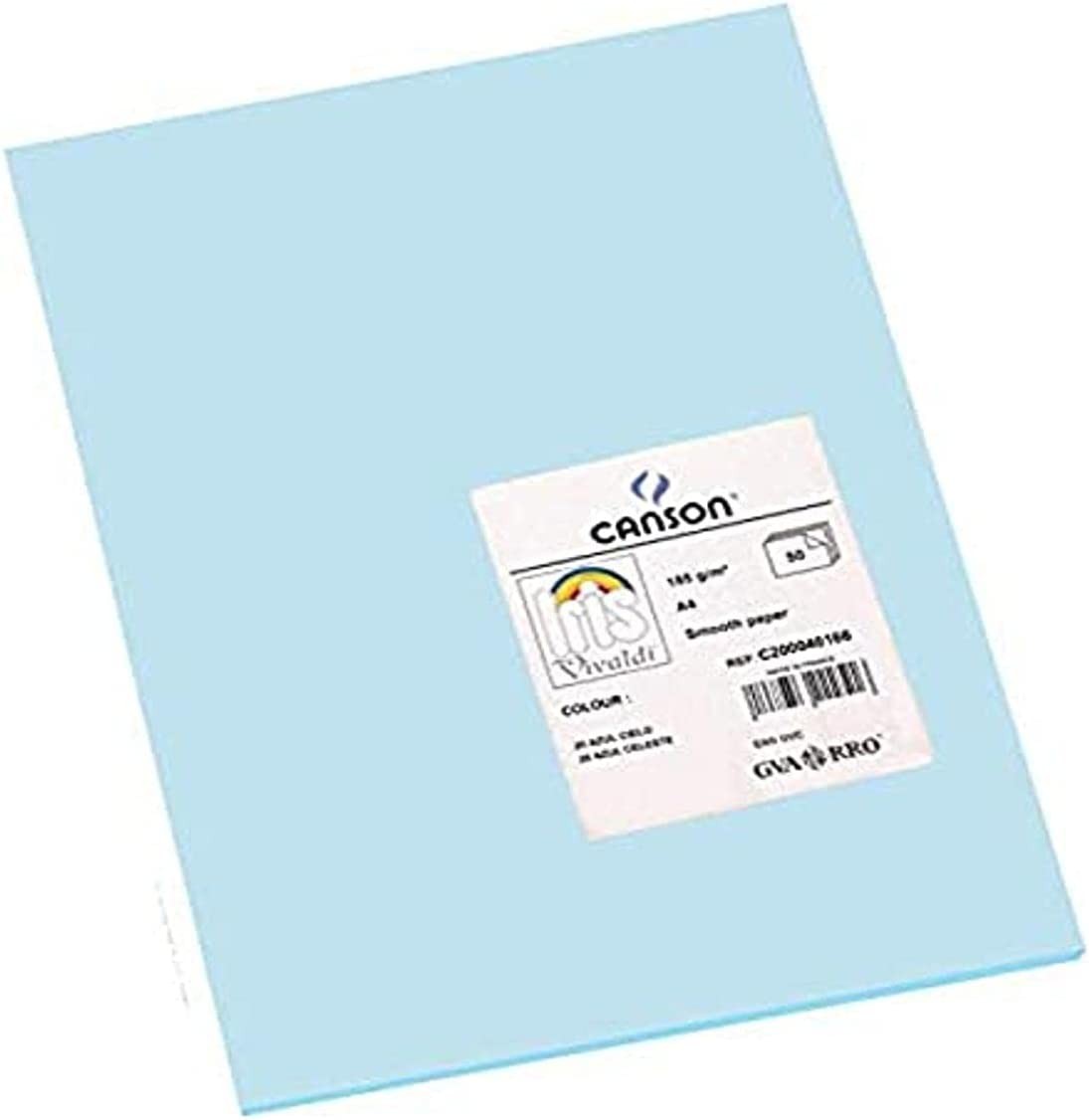 Canson Guarro Confezione Da 50 Cartoncini Iris A4 185g - 21x297cm - Colore Blu Cielo