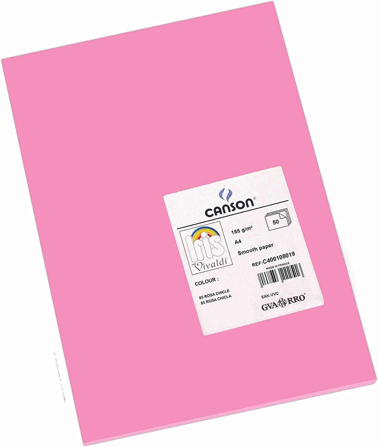 Canson Guarro Confezione Da 50 Cartoncini Iris A4 185g - 21x297cm - Colore Rosa Bubblegum