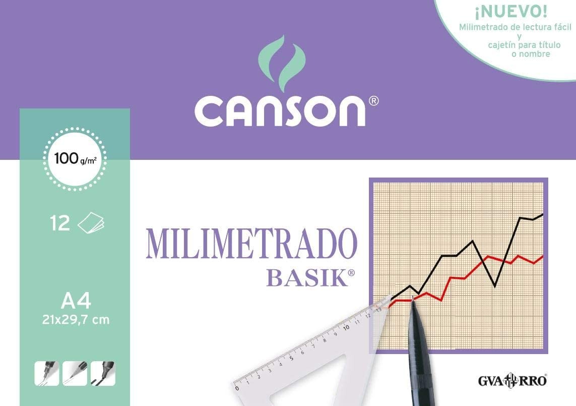 Canson Minipack da 12 fogli A4 - Graph Basik - 21x297 cm - 100 g - Colore seppia