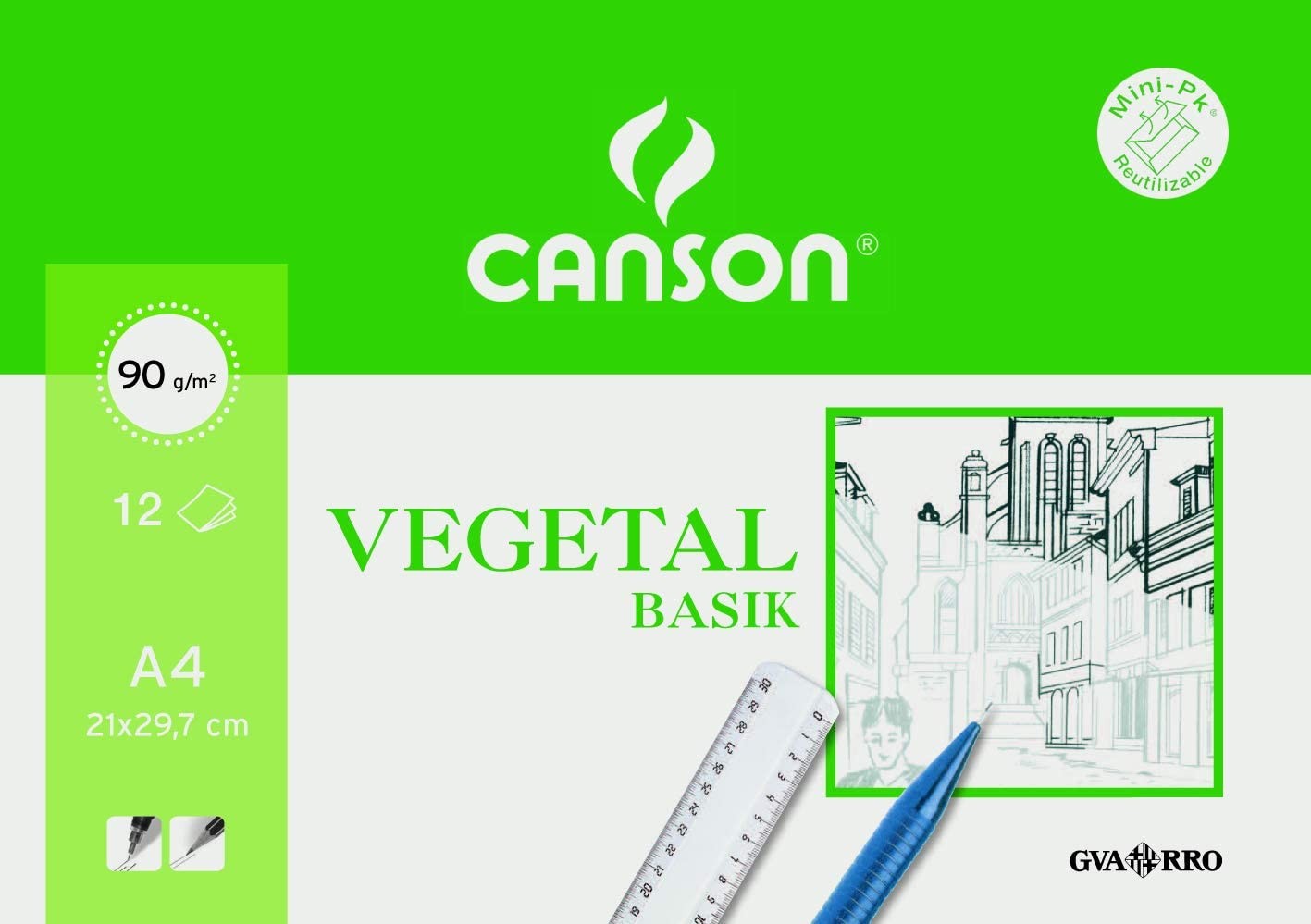 Canson Vegetarian Basik Minipack da 12 fogli A4 - 21x297 cm - 95 g - Colore trasparente