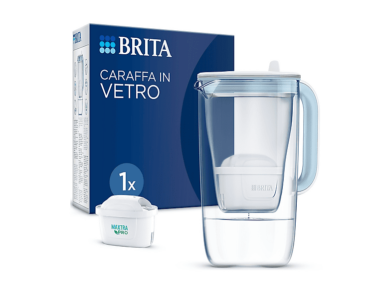 Caraffa filtrante vetro BRITA 2.5L incl. 1x filtro MAXTRA PRO All-in-1 che riduce cloro, calcare, PFAS e metalli - premium