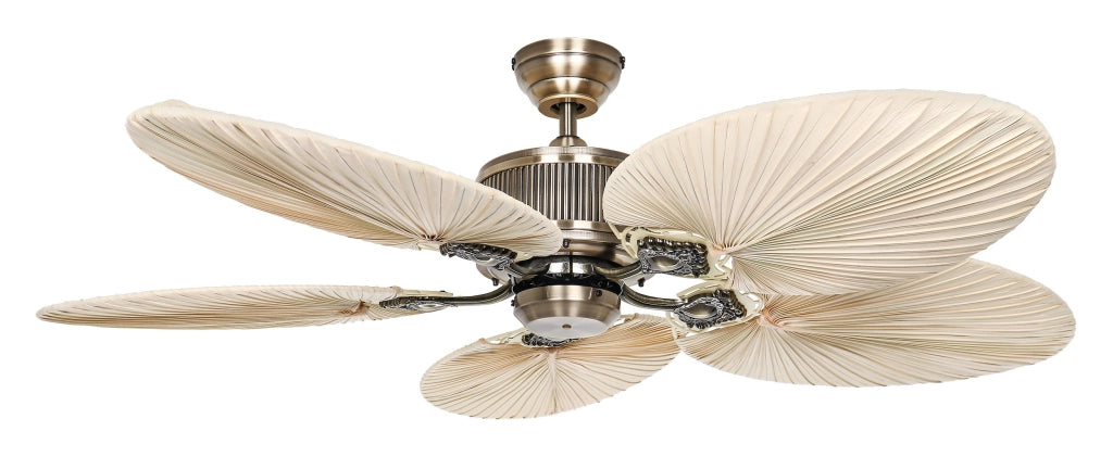 CARIBBEAN DREAM ECO II, Ventilatore senza Luce, Casafan Colore Pale: Legno Naturale, Corpo: Ottone